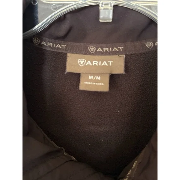 Ariat Softshell Vest Dark Brown Western Lightweight Zip Fleece Lined Mens Medium - Picture 4 of 12